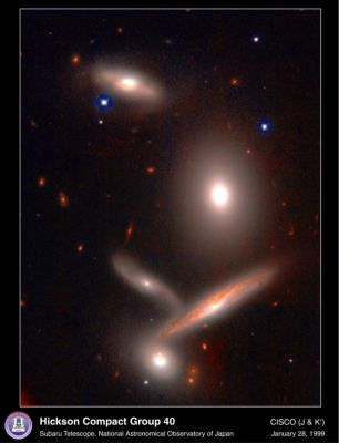 Hickson Compact Group 40
"...Se è vero che il Tempo e lo Spazio e quel loro "fluire, intrecciandosi" - che noi chiamiamo "continuum" -, non esistono, allora anche la Realtà, che di questo continuum è l'espressione a noi percepibile, non esiste. Se non c'è causa, non può esserci effetto...
Insomma: la mia Vita e la tua, come quella di chiunque altro, potrebbero non essere l'esito di una particolare configurazione dello Spazio/Tempo se lo Spazio/Tempo, in sè, non esiste!...Mi segui?!?"

"No".

P.C. Floegers - "Conversations"
Parole chiave: From Earth Images