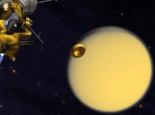 Huygens probe's going to Titan
An artist's concept of the European Space Agency's Huygens Probe en route to Titan after release from the NASA Cassini orbiter. 
Parole chiave: Artistic Views of the Solar System