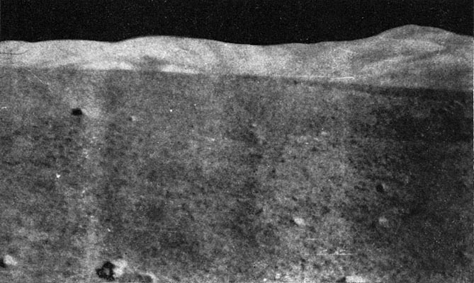 The walls of LeMonnier Crater
On June 4, 1973, the Soviet Authorities announced that the Program was completed, leading to speculation that the vehicle probably failed in mid-May or could not be revived after the lunar night of May-June. 

The Lunokhod-2 was not left in a position such that the laser retro-reflector could be used, thus indicating that the failure may have happened suddenly. 
Parole chiave: Moon Panorama - LeMonnier Crater