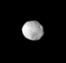 Pandora: the closest view so far!
Caption NASA originale:"This is one of Cassini's closest views to date of Saturn's F-Ring shepherd moon Pandora. At least one crater is visible on the surface of this moon, which is thought to be an icy rubble pile, loosely bound together by gravity. Pandora is 84 Km across. 
Several of Saturn's Ring moons, including Pandora, show elongated, oval-like shapes with their long axes oriented along the moon-Saturn line. In this view, Cassini is looking at the side of Pandora facing away from Saturn. The image shows the moon's leading hemisphere (although, as mentioned, Pandora is not actually round). To the right, much of the moon's surface is in shadow. The image was taken in visible light with the Cassini spacecraft narrow-angle camera on May 20, 2005, at a distance of approx. 346.000 Km from Pandora and at a Sun-Pandora-spacecraft, or phase, angle of 21°".
Parole chiave: Saturn's Moons - Pandora