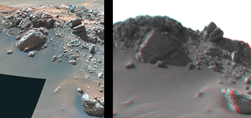Lies on lies: the "Miracle of Jibsheet", the "mutant outcrop" - Sol 477
Un frame che, nella sua chiarezza, a noi - poveri mortali, ancora capaci di usare la testa e di meravigliarci... - sembra sconcertante: i casi, infatti, possono essere solo due:

1) le immagini (questa, come tante/tantissime altre) sono (come da tanto tempo subodoriamo, sospettiamo, deduciamo etc.) TUTTE contraffatte in maniera spaventosa (e spaventosamente dozzinale...), oppure

2) le "rocce" Marziane si evolvono, in qualche modo, e lo fanno anche in maniera rapida. E se questa seconda ipotesi, per quanto incredibile e, per alcuni, certamente "fantascientifica", si rivelasse verosimile o vera, allora dovremmo concludere - in attesa di recarci su Marte "in carne ed ossa" - che le rocce in oggetto potrebbero anche NON essere rocce nel senso comune (e terrestre) della parola.

Guardate e giudicate Voi: noi possiamo solo provare a darVi degli elementi di giudizio. Il resto...E' compito di chi guarda, legge e capisce.
Parole chiave: Highly controversial frame