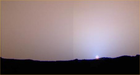 Sunset (2) - Sol 24
This image of the Martian sunset from Sol 24 shows much more color variation than had previously been seen. The blue color near the Sun is not caused by clouds of water ice, but by the Martian dust itself. The dust in the atmosphere absorbs blue light, giving the sky its red color, but it also scatters some of the blue light into the area just around the Sun because of its size. The blue color only becomes apparent near Sunrise and Sunset, when the light has to pass through the largest amount of dust.
Parole chiave: Martian Sunset
