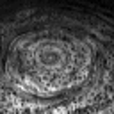 Watch the "Hexagon" rotate! (GIF-Movie)
This nighttime movie of the depths of the North Pole of Saturn taken by the VIMS onboard NASA's Cassini Orbiter reveals a dynamic, active planet lurking underneath the ubiquitous cover of upper-level hazes. The defining feature of Saturn's North Polar Regions -- the six-sided hexagon feature -- is clearly visible in the image. 

Here, brightness indicates the amount of 5-micron (seven times the wavelength visible to the human eye) radiation, or heat, generated in the depths of the warm interior of Saturn that escapes the planet. Clouds at a depth equivalent to 3-Earth-atmospheres pressure block the light radiating from below, revealing themselves in dark silhouette against the background thermal glow of the Planet. These deep clouds lie some 75 Km (about 47 miles) underneath the typical ammonia hazes and clouds seen in visual imagery and are likely composed of ammonia-hydrosulfide, although some may be composed of water, as on Earth. 
A prominent feature seen in this polar view is a strange hexagon wave feature circumscribing the north pole. 

This nighttime movie was acquired over a one-hour period on Nov. 10, 2006, from an average distance of 1.03 million kilometers (621,000 miles) above Saturn's clouds. 


Parole chiave: Saturn - GIF movie