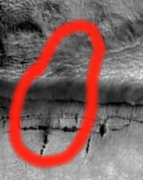 Controversial Surface Feature in Utopia Planitia (EDM n.2)
Un irrequieto camino vulcanico si nasconde al di sotto di questo cratere e sta dando chiari segnali di risveglio? Oppure si tratta di fumi esausti che arrivano da un'installazione sotterranea?
O magari è un'illusione ottica e quello che appare come uno sbuffo di fumo nero è solo un dark wind-streak, come ne abbiamo già visti tanti su Marte e Venere?

Domande, domande, domande...
Parole chiave: Mars from orbit - Utopia Planitia Region