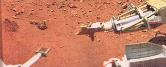 Color snap-shots from Viking 1 (1)
"...As it has been already discussed in the past, the problems in reconstructing the (true) colors of the Martian Surface and Atmosphere are formidable. 
It would be nice to present a folio of color pictures with the unqualified comment that these are the (Real) "Colors of Mars". But, after more than a year (many more, now) of analysis, it becomes clear that the situation will never become so simple.

In order to correct for the out of band spectral leaks in the color filters within the camera it is necessary to have access to both a color and an infrared (JR) picture taken at the same time. Only in that way can the IR contributions to the visible color, a result of camera filter design, be assessed. 
For the many color pictures taken without an IR companion detailed calibration is not possible. Instead, the three visible channels-blue, green, and red-are balanced on the assumption that there are no out of band contributions..." (continua)
Parole chiave: Martian Surface - natural colors?