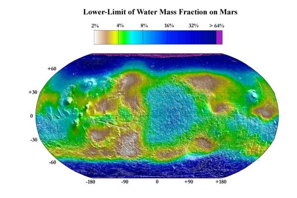 Map of Water on Mars
I raggi cosmici, dopo aver aver raggiunto il Pianeta, interagiscono rapidamente con gli elementi presenti negli strati superficiali del suolo Marziano. Da questo impatto e dalle conseguenti reazioni, scaturisce una (+ o - elevata) dispersione di neutroni. Sapendo che, per quanto maggiore è il quantitativo di H presente in detti strati, tanto minore è la dispersione di neutroni, misurando il loro > o < assorbimento, misuriamo anche il > o < quantitativo di H presente in essi.Sapendo che la forma più probabile in cui si può trovare H in prossimità della superficie di Marte è quella che lo vede aggregato all’O2, deduciamo che, laddove viene rilevata una maggiore presenza di H è altrettanto probabile che vi sia anche una maggiore presenza di H2O.
Parole chiave: Mars Maps