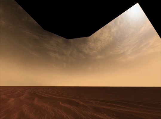 Ok, it's official: NASA is "copying" our Work...
Cari Amici, scusateci "l'arroganza" ma, guardate Voi stessi, a noi pare che questa visione di Marte - inclusiva dei commenti - non abbia nulla di diverso da alcune delle nostre più recenti elaborazioni sui “real colors of Mars” proposte in questa Sezione. 

La NASA ci legge e ci copia, dunque? 

Leggerci, diremmo proprio di si (la NASA, direttamente od indirettamente, legge tutto quello che il Web propone in materia di Spazio e quindi legge ANCHE Lun-Ex-It); copiarci, probabilmente no. 
Diciamo che la NASA (e coloro che operano attorno ad essa) "si ispira", spesso, al Lavoro fatto dai Liberi e Privati Ricercatori di tutto il Mondo e poi, agendo da buon "ente ciclope", spaccia per farina del proprio sacco anche la farina "rubacchiata" (sorry: volevamo dire "presa a prestito - ma un prestito deciso unilateralmente, definitivo e non restituibile...) altrove.

Quest'opera, presentata nella rubrica "NASA - Picture of the Day" del 17 Ottobre 2006, non è altro che una versione (leggerissimamente) migliorata del nostro processo di colorizzazione delle immagini.

Ed il “dramma” lo sapete qual è? E’ che non sappiamo se essere fieri di noi stessi e del nostro lavoro oppure se renderci conto che è giunto il momento di “chiudere la baracca” e continuare a lavorare a “luci (completamente) spente”. La “fama”, a quel punto, non arriverà di certo, ma almeno i “ladri” non ci entreranno in casa con così grande facilità e sfacciataggine…

EccoVi il testo originale:"If you could stand on Mars -- what might you see? Like the robotic Opportunity rover rolling across the red planet, you might well see vast plains of red sand, an orange tinted sky, and wispy light clouds. The Opportunity rover captured just such a vista after arriving at Victoria Crater earlier this month, albeit in a completely different direction from the large crater. Unlike other Martian vistas, few rocks are visible in this exaggerated color image mosaic. The distant red horizon is so flat and featureless that it appears similar to the horizon toward a calm blue ocean on Earth. Clouds on Mars can be composed of either carbon dioxide ice or water ice, and can move quickly, like clouds move on Earth. The red dust in the Martian air can change the sky color above Mars from the blue that occurs above Earth toward the red, with the exact color depending on the density and particle size of the floating dust particles".

Parole chiave: Martian Horizon - natural colors