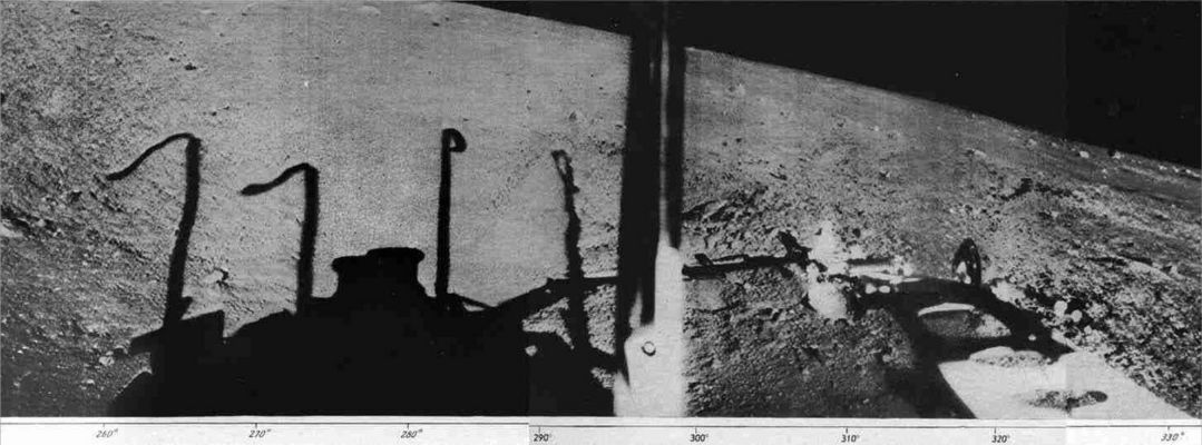 Lunik 13: Oceanus Procellarum (2)
The Luna 13 spacecraft was launched toward the Moon from an Earth-orbiting platform and accomplished a soft landing on December 24, 1966, in the Region of "Oceanus Procellarum". The petal encasement of the spacecraft was opened, antennas were erected, and radio transmissions to Earth began 4 minutes after the landing. On December 25 and 26, 1966, the spacecraft television system transmitted panoramas of the nearby lunar landscape at different sun angles. Each panorama required approximately 100 minutes to transmit. The spacecraft was equipped with a mechanical soil-measuring penetrometer, a dynamograph, and a radiation densitometer for obtaining data on the mechanical and physical properties and the cosmic-ray reflectivity of the lunar surface. It is believed that transmissions from the spacecraft ceased before the end of December 1966.
Parole chiave: Lunar Surface - Oceanus Procellarum