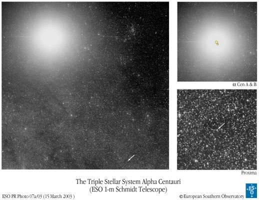 Alpha Centauri - European Southern Obs.
"...Ho visto una Stella sorgere, dalle profondità del Mare, ed ergersi, luminosa, sino alla sommità del Cielo. Una Nuova Stella che splende su di noi, che ci guarda, ci osserva, ci scruta. Una Nuova Stella che illuminerà nuovi Percorsi, Pensieri, Passioni, Opere ed Omissioni.
Ho visto una Stella sorgere, dalle profondità del Mare, e perdersi, nei crepacci dell'Infinito. Grande la Luce emessa e l'Energia, breve il Tempo concessole. 
Povera Stella..."

P.C. Floegers - "Usque Ad Sidera"
Parole chiave: Single Stars and Constellations