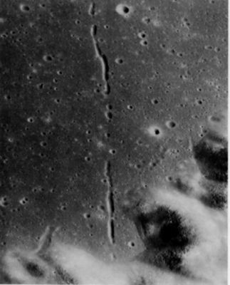 AS 15-9299 - Le Monnier Crater
On January 16, 1973, the Soviet unmanned roving vehicle Lunokhod 2 was landed by Luna 21 in or near this area in the South-Eastern part of the crater Le Monnier. This crater is a large (61 Km) pre-Imbrian crater cut into terra at the Eastern edge of Mare Serenitatis before Serenitatis was flooded by mare laves. Part of Le Monnier's Southern wall fills the lower part of the picture. A conspicuous chain of elongate depressions has formed in the lava-filled floor of the crater. The chain trends 22 Km northward and its pattern is quite surely controlled by an underlying fracture system. Regionally, the inferred fracture system is concentric to the grossly circular Serenitatis Basin and in this area trends Northward. No comparably young structural features having the same trend cut the terrae surrounding Le Monnier. However, older structures having this trend occur in the southern and northern walls and rims of Le Monnier. The aligned depressions on the mare are mostly 300 to 400 mt wide and 30 to 60 mt deep. The three deepest stretches are 1 to 2 km long and about 50 to 65 m deep. These depressions probably were the locus of fissure eruptions of mare basalt. Withdrawal of the last lava back into the fissure may have created subsurface voids into which collapse took place, causing the depressions and accounting for the absence of raised rims on the depressions.
Parole chiave: The Moon from orbit - Craters - Le Monnier