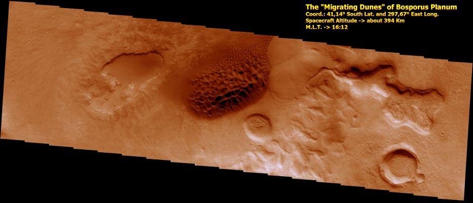 The "Migrating Dunes" of Bosporus Planum...Again! (Saturated and Enhanced Natural Colors; credits for the additional process. and color.: Dr Paolo C. Fienga - Lunexit Team)
nessun commento
Parole chiave: Mars from orbit - Dunes - Bosporus Planum Region - Controversial