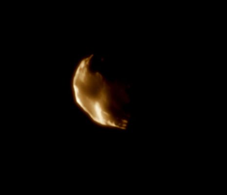 Helene (HR and False Colors)
Caption NASA:"Cassini came close to Saturn's small moon Helene on Feb. 25, 2006, acquiring this High-Resolution (HR) view. This object seems to be buried in its own crater debris, like another Saturnian moon, Telesto. 
Helene (32 Km, or 20 miles across) orbits 60° ahead of Dione in the larger moon's orbit, making it a "trojan" moon of Dione. Trojan moons are named for the Trojan group of asteroids that orbit 60° ahead of and behind Jupiter as it circles the Sun. 

This image was taken in visible light with the Cassini spacecraft narrow-angle camera at a distance of approx. 68.000 Km (42.000 miles) from Helene and at a Sun-Helene-spacecraft, or phase, angle of 99°. Image scale is roughly 406 mt (1.334 feet) per pixel".
Parole chiave: Saturn's Moons - Helene