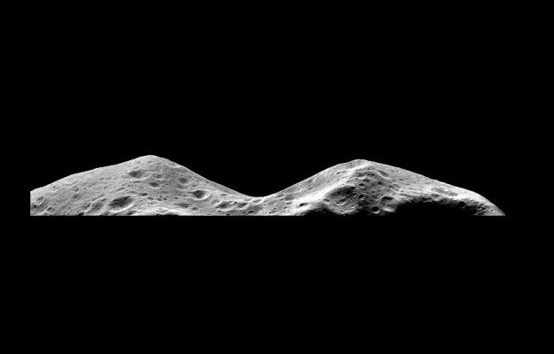 Asteroid Ida's limb (HR)
The Galileo imaging system captured this picture of the limb of the asteroid 243 Ida about 46 seconds after its closest approach on August 28, 1993, from a range of only 2480 Km. It is the highest-resolution image of an asteroid's surface ever captured and shows detail at a scale of about 25 meters per pixel. This image is one frame of a mosaic of 15 frames shuttered near Galileo's closest approach to Ida. Since the exact location of Ida in space was not well-known prior to the Galileo flyby, this mosaic was estimated to have only about a 50 percent chance of capturing Ida. Fortunately, this single frame did successfully image a part of the sunlit side of Ida. The area seen in this frame shows some of the same territory seen in a slightly lower resolution full disk mosaic of Ida returned from the spacecraft in September, 1993, but from a different perspective. Prominent in this view is a 2 Km deep "valley" seen in profile on the limb.
Parole chiave: Asteroids: images from Space