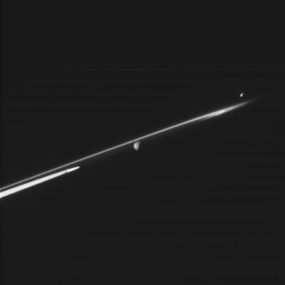 Janus and Prometheus
N00041468.jpg was taken on October 13, 2005 and received on Earth October 14, 2005. The camera was pointing toward JANUS - distant approximately 876.959 Km away - and the image was taken using the CL1 and CL2 filters. This image has not been validated or calibrated.
Parole chiave: Saturn's Moons - Janus and Prometheus