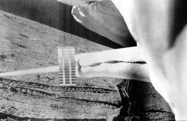 The first picture of the Moon, from Luna-21: LeMonnier Crater
Scientific instruments included a soil mechanics tester, solar X-ray experiment, an astrophotometer to measure visible and UV light levels, a magnetometer deployed in front of the Rover on the end of a 2,5 mt boom, a radiometer, a photodetector (Rubin-1) for laser detection experiments, and a French-supplied laser corner-reflector. The Lander and Rover together weighed 1814 Kg. 

Mission Profile 

The SL-12/D-1-e launcher put the spacecraft into Earth parking orbit followed by Translunar Injection. On 12 January 1973, Luna 21 was braked into a 90x100 Km orbit around the Moon. On 13 and 14 January, the perilune was lowered to 16 Km altitude. On 15 January, after 40 orbits, the braking rocket was fired at 16 Km altitude, and the craft went into free fall. 
At an altitude of 750 mt, the main thrusters began firing, slowing the fall until a height of 22 mt was reached.
Parole chiave: Moon Panorama - LeMonnier Crater