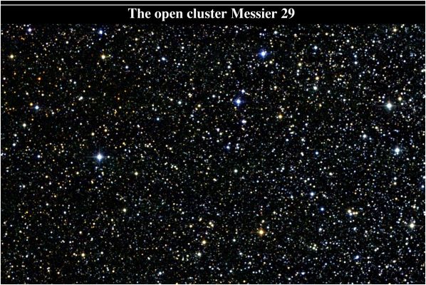 M 29 - Open Star Cluster
"La solita strada, bianca come il sale,
Il grano da crescere, i campi da arare,
Guardare ogni giorno, se piove o c'è il Sole,
Per saper se domani, si vive o si muore,
E un bel giorno dire: "basta"!
E andare via..."

Luigi Tenco - "Ciao Amore, Ciao"
Parole chiave: From Earth Images