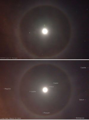 Moon halo with planets and stars
Una bellissima - ancorchè amatoriale - immagine delle Luna con il suo caratteristico "alone" (che, si dice, essere portatore di maltempo) ed un congruo quantitativo di oggetti celesti (tra cui Giove e Saturno) che la circondano.
Parole chiave: The Moon