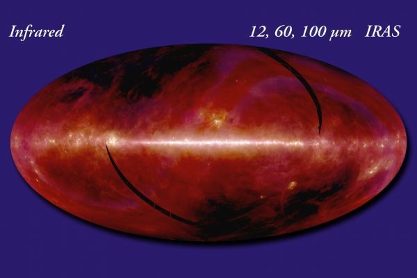 All Sky: the "Infrared Sky"
"Sei tornata
ombra stupita
su terra riarsa
e foglie annerite.
Tremore notturno
imbevuto di rose
il tuo profumo
tace, desta.
Sei quieto mattino
tra strade ardenti
e scabri pensieri.
Natura che intreccia
vane parole
e brividi antichi.
Ridi , sei ombra,
ebbrezza
che fresca ti avvolge
mentre scopri il segreto
di un desiderio
sepolto e riemerso.
Sarai voce
che conosce il silenzio
di un finto poeta.
E canti e vino
scorgeranno
cammini perduti.
Sarai brina lontana :
nella notte 
riflesso di luna
che giace
sopra una bara d’argento.
Il tuo baratro è pronto".

Gianluigi Barca - "Poesie"
Parole chiave: All Sky Survey