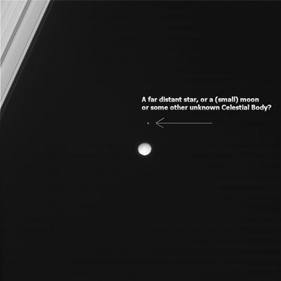 Occultation? (6)
Caption NASA:"(...) The camera was pointing toward Mimas that, at the time, was at approximately 1.344.455 Km away, and the image was taken using the CL1 and CL2 filters (...)".
Parole chiave: Saturn's Moons - Mimas - Controversial