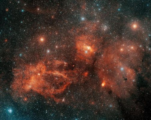 NGC 7635 (the "Bubble Nebula") and Star Cluster M 52
"Il Passato non è, ma se lo pinge
La viva Rimembranza:
Il Futuro non è, ma se lo pinge
La credula Speranza:
Il Presente sol è, che in un baleno
Passa del nulla in seno.
Adunque il Tempo è appunto
Una Memoria, una Speranza, un Punto".

Rossetti - "Poesie"
Parole chiave: From Earth Images - Palomar Telescope