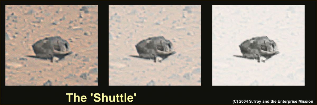 Mistaken identities... (10) - The "Shuttle"
E chiudiamo questa sagra di autentica e genuina "Space B.S." con una roccia davvero indecifrabile e che, in quanto tale, è stata battezzata con il nome (altrettanto indecifrabile, almeno in relazione a quello che si vede in questo frame) di "Shuttle" (---> spola, navetta).

Che ne dite? E pensate che "il meglio"...deve ancora arrivare!...
Parole chiave: "Balle Spaziali"