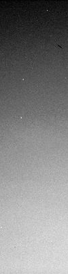 The Stars that Llght-up the Martian Sky! (8) - Sol 449
Ore 19:20:33 MLT, ripresa ottenuta con il filtro/colore n. 3. A noi sembra ormai evidente che gli oggetti più brillanti che occupano l'obbiettivo della PanCam di Opportunity siano 2 (con un terzo, leggermente meno luminoso, visibile sulla parte alta del frame).
Parole chiave: Martian Sky
