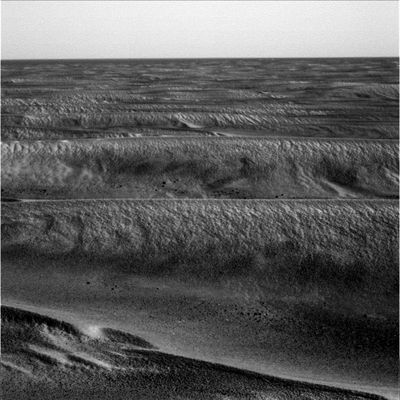Dune-City (2) - Sol 515
Left Panoramic Camera Non-linearized Full frame EDR acquired on Sol 515 of Opportunity's mission to Meridiani Planum at approximately 13:03:25 Mars local solar time, camera commanded to use Filter 2 
Parole chiave: Mars dunes - Side Winders