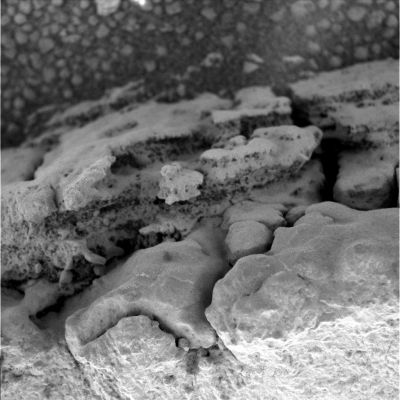 Martian "Corals" (5) - Sol 727
Caption originale:"Microscopic Imager Non-linearized Full frame EDR acquired on Sol 727 of Opportunity's mission to Meridiani Planum at  approximately 14:12:22 MLT.
Microscopic Imager dust cover commanded to be OPEN".
Parole chiave: Microscopic Imager (MI) - Controversial Frame