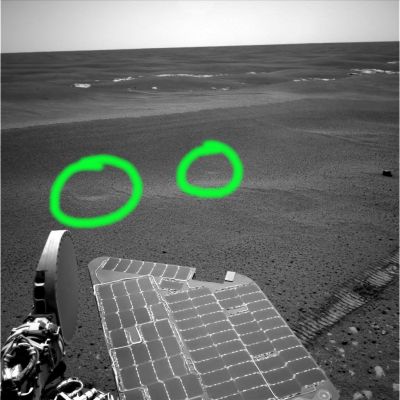 Martian Sandglasses (2) - Sol 755
Cerchiature Verdi: ancora Clessidre Marziane o mini-crateri?
Parole chiave: Martian Surface - Martian Sandglasses - Meridiani Planum