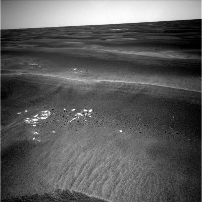 The Dunes around Opportunity (5) - Sol 760
Un commento finale a questa spettacolare panoramica dei dintorni del MER Opportunity: usando gli innumerevoli stereo-pairs che la NASA ci mette - magnanimamente - a disposizione ed operando quindi con molta semplicità e senza pretese, è facile ottenere delle immagini 3D (come fanno i nostri Amici di Mars Unearthed - MU) della zona su cui Opportunity si sta muovendo. Come vedrete - pubblicheremo qualcuno di questi frames nei prossimi giorni - le dune che circondano il Rover sono MOLTO alte ed insidiose. Molto più insidiose della dunetta che fece insabbiare (ma noi, onestamente, non ci crediamo) Opportunity per oltre due mesi, quando viaggiava alla volta di Erebus. Qual'è il "punto"? Eccolo: se Opportunity si insabbiò veramente, qualche mese fa, su una dunetta da nulla, ora - credeteci - non ha scampo: si insabbierà ed il Victoria Crater non sarà mai raggiunto. 
Ma la NASA, invece, non mostra alcuna preoccupazione di sorta: la dune che circondano Opportunity sono alte ma...no problem. Nessuno sembra porsi il problema di come fare a superarle.
Ma non Vi sembra strano? Il Rover rimase ingabbiato per DUE MESI in una micro-dunetta ed ora che le dune si fanno davvero "serie", nessuno sembra preoccuparsi minimamente?
Progressi tecnologici e miglioramento delle tecniche di navigazione sono alla base della (silenziosa) 'Fiducia' del Centro Controllo Missione, oppure ci sta sfuggendo qualcosa?!?...

Voi che dite?

Parole chiave: Mars Panorama - The Horizon of Meridiani Planum