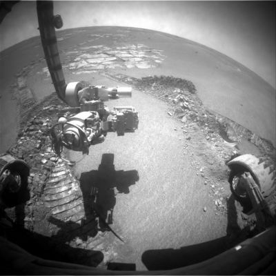 Deep Tracks near Martian Paving (2) - Sol 833
Caption originale:"Right Front HazCam Non-linearized Full frame EDR acquired on Sol 833 of Opportunity's mission to Meridiani Planum at approximately 12:37:54 MLT".
Parole chiave: Martian Surface - Rover tracks