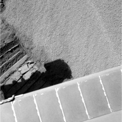 "Soft" sand, "Hard" shadow... (2) - Sol 879
Caption NASA originale:"Right PanCam Non-linearized Full frame EDR acquired on Sol 879 of Opportunity's mission to Meridiani Planum at approximately 12:15:18 MLT.
Camera commanded to use Filter 1 (436 nm)". 
Parole chiave: Postcard from Mars