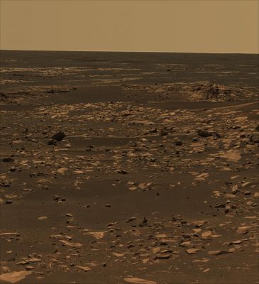 Beagle Crater and 360� Panorama from Sol 901 through 904 (6)
Caption NASA originale:"Opportunity took the mosaic of images that make up this 360-degree view of the Rover's surroundings with the Panoramic Camera (PanCam) on the Rover's 901st through 904th Soles, or Martian days (such as from Aug. 6 through Aug. 9, 2006), of exploration. This is an approximate true-color image combining exposures taken through the PanCam's 753-, 535- and 432-nanometer filters".
Parole chiave: Mars Panorama - Natural Colors (according to NASA)