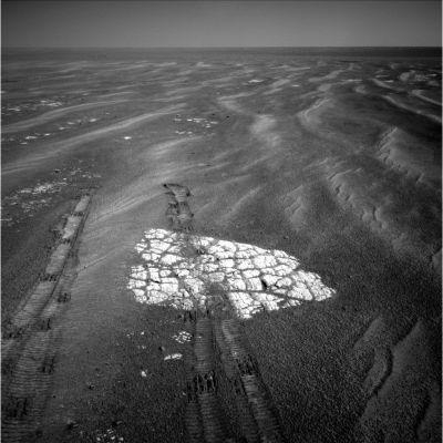 Martian Paving near Victoria - Sol 948
Caption NASA:"Right NavCam Non-linearized Full frame EDR acquired on Sol 948 of Opportunity's mission to Meridiani Planum at approximately 14:29:23 MLT".
Parole chiave: Martian Surface - Martian Paving - Meridiani Planum