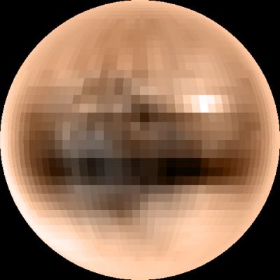 Pluto in "true color"
Ovviamente non sappiamo molto di Plutone, ma le più recenti scoperte parlano di vasti depositi di acqua ghiacciata sulla sua superficie. Sappiamo pure che Plutone possiede un'atmosfera (composta da azoto, metano ed altri gas in misura minore) oltremodo sottile la quale, inevitabilmente, "ghiaccia" all'afelio del Pianeta (afelio--->il punto più lontano dal Sole). 
Il lancio della Sonda New Horizons è stato concepito secondo tempistiche le quali dovrebbero portarla a ridosso di Plutone prima che la sua atmosfera ghiacci totalmente e quindi permetterci di studiarla (un minimo) ed analizzarne le componenti. 

Facts-bites about Pluto&Charon:

Pluto orbits the Sun once every 248 years. 


A person on Pluto would weigh 1/15 what they weigh on Earth - for comparison, the astronauts on the Moon had 1/6 of their Earth weight. 


Pluto is named after the Greek god of the underworld. 


The symbol for Pluto ("PL") is tribute to Percival Lowell, who started the search for the ninth planet in the early 1900s. 


Charon is 20 times closer to Pluto than our moon is to Earth. 


Pluto was discovered in 1930 by American astronomer Clyde Tombaugh. 


American astronomers James Christy and Robert Harrington discovered Charon in 1978. 


Charon is named after the mythological boatman who ferried souls across the river Styx to Pluto for judgment. 


At 1,470 miles (about 2,370 kilometers) across, Pluto could fit between Washington, D.C. and Denver, Colorado. 


Charon is half of Pluto's diameter - making it the largest satellite relative to the planet it orbits. 


Pluto is an ice dwarf - a "new" type of planet common to the deep outer solar system. 


Pluto-Charon is the solar system's only known binary planet. 


Pluto's surface is among the most contrasty in the solar system. 


Pluto has weather, winds, hazes, chemistry and an ionosphere. 


Pluto's estimated surface temperature falls between --378 to --396 degrees F (-228 to -238 C). 


Pluto is one of only two planets that rotates on its side - Uranus is the other. 


Pluto's surface has nitrogen, methane and carbon monoxide ices on it. 


A radio signal moving at the speed of light takes about 4 hours to reach Pluto from Earth. 


The Kuiper Belt is a collection of icy, rocky objects residing beyond Neptune's orbit. 


The first Kuiper Belt Object was discovered in 1992. 


Some Kuiper Belt Objects (like Pluto) have an average reddish color, while others are gray.

Parole chiave: Pluto