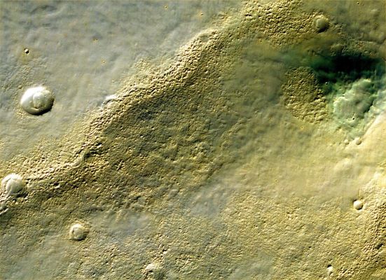 Bosporus Planum - detail mgnf (3)
Caption NASA originale, riferita al full-frame:"This image was taken by HiRISE on March 24, 2006. 
The image is centered at 33,65° South Latitude and 305,07° East Longitude. It is oriented such that North is 7° to the left of up. 
The range to the target was 2.493 Km (about 1.549 miles) and at this distance the image scale is 2,49 mt (such as approx. 8,17 feet) per pixel, so objects as small as 7,5 mt (about 24,6 feet) are resolved. In total this image is 49,92 Km (such as about 31,02 miles) or 20.081 pixels wide and 23,66 Km (about 14,70 miles) or 9.523 pixels long. The image was taken at a MLT of 07:33 and the scene is illuminated from the upper right with a solar incidence angle of 78° (this meaning that the Sun, at the time the picture was taken, was 12° above the local horizon). 

At an Ls of 29° (with Ls an indicator of Mars' position in its orbit around the Sun), the season on Mars is Southern Autumn".
Parole chiave: Mars from orbit - Bosporos Planum