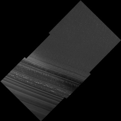 North Polar Layers (or "Bands")
The HiRISE on NASA's MRO acquired this image during its first day of test imaging from the spacecraft's low-altitude mapping orbit, such as on Sept. 29, 2006. 
This image of Mars' North Polar Layered Deposits was taken during the summer season (Solar Longitude of 113,6°), when CO2 frost had evaporated from the surface. The bright spots seen here are most likely patches of water frost, but the location of the frost patches does not appear to be controlled by topography. Layers are visible at the right side of the image, mostly due to difference in slope between them. The variations in slope are probably caused by differences in the physical properties of the layers. Thinner layers that have previously been observed in these deposits are visible, and may represent annual deposition of water ice and dust that is thought to form the polar layered deposits. These deposits are thought to record global climate variations on Mars, similar to ice ages on Earth. HiRISE images such as this should allow Mars' climate record to be inferred and compared with climate changes on Earth. 
Image TRA_000825_2665 was taken by the High Resolution Imaging Science Experiment (HiRISE) camera onboard the Mars Reconnaissance Orbiter spacecraft on September 29, 2006. Shown here is the full image, centered at 86.5 degree latitude, 172.0 degrees east longitude. The image is oriented such that north is to the top. The range to the target site was 298.9 kilometers (186.8 miles). At this distance the image scale is 59.8 centimeters (23.5 inches) per pixel (with two-by-two binning} so objects about 1.79 meters (70 inches) across are resolved. In total the original image was 12.2 kilometers 7.58 mile; 10024 pixels) wide and 6.1 kilometers (3.79 miles; 5000 pixels) long. The image was taken at a local Mars time of 3:30 PM and the scene is illuminated from the southwest with a solar incidence angle of 63.5 degrees, thus the sun was about 26.5 degrees above the horizon. 
Parole chiave: Mars from orbit - North Polar Features - CO2 Layers