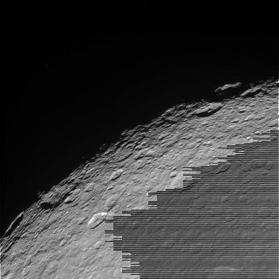 Features on the Terminator
N00043376.jpg was taken on November 26, 2005 and received on Earth November 27, 2005. The camera was pointing toward Rhea that, at the time, was approximately 69,991 Km away.
The image was taken using the CL1 and UV3 filters.
Parole chiave: Saturn's Moons - Rhea