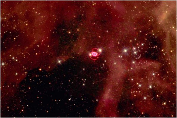 Supernova 1987A - HST
Da NASA - Picture of the Day del 9-02-1999: "Bright stars don't last forever. A bright star similar to others in this field exploded in a spectacular supernova that was witnessed on Earth in 1987. The result is visible even today as unusual rings and glowing gas. The above picture is a composite of recent images taken over several years. The explosion originated from a bright massive star that ran out of nuclear fuel. SN1987A occurred in the Large Magellanic Cloud (LMC), a satellite galaxy only 150.000 LY from our Milky Way Galaxy. The rings of SN1987A are currently excited by light from the initial explosion. Astronomers expect the inner ring to brighten in the next few years as expanding supernova debris overtakes it".
Parole chiave: Hubble Images