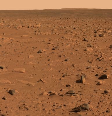 Bonneville Crater and a 360� panorama (1) - Sol 68
Questa ripresa - frammentata, a causa delle sue enormi dimensioni - ci mostra una panoramica a 360° che comprende il punto di partenza del Rover (The Nest), la Silver Anomaly (una sfera argentea con dei filamenti i quali sembrano dipartirsi da essa, del tutto anomala, ma mai spiegata dalla NASA, nonostante le nostre - certo insignificanti, ma comunque innumerevoli - richieste), il Cratere Bonneville e, sul suo margine, il presunto Heat-Shield che brilla al Sole (a volte si, ed altre volte no...).

Insomma: una grande panoramica che, se avrete il tempo e la pazienza di esaminarla sin nei dettagli, Vi riserverà grandi sorprese e Vi darà, ne siamo certi, immensa soddisfazione!

Caption NASA originale:"This 360° view from a position beside the Bonneville Crater was assembled from frames taken by the PanCam on NASA's MER Spirit. Half of this panorama was first released on March 15, 2004. The entire mosaic, recently completed, reveals not only the crater rim and interior, but Spirit's tracks and a glimpse at part of the rover. The images were acquired on sol 68, March 12, 2004, just one day after Spirit reached this location. The image is a false-color composite made from frames taken with the camera's L2 (750 nanometer), L5 (530 nanometer) and L6 (480 nanometer) filters".
Parole chiave: Mars Panorama