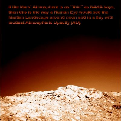 The "real" colors of Mars? - Sol 204
Il commento è nella caption sovraimpressa: se Marte è come la NASA dice che sia (in termini di densità atmosferica, opacità atmosferica, luminosità, pressione al datum e quant'altro), allora non si può che "colorarlo" in questo modo.
Scuro - quasi nero - verso l'alto e di colorazioni variabili - in funzione della OA media nel Sol di riferimento - che possono andare, diciamo, dal blu scuro all'arancio-rosso intenso, per poi degradare in un giallo pallido (o butterscotch), anche in dipendenza dei volumi di sabbie e di polveri sottili in sospensione al momento dello scatto.
Comunque sia, Raleigh Scattering a parte, in simili condizioni, un occhio umano - sempre a nostro (questionabile) parere - dovrebbe vedere uno spettacolo simile a quello che abbiamo riprodotto in questo frame, ormai datato e relativo al Sol 204 di Spirit, con il Rover alle pendici di Husband Hill.

Voi che dite?
Parole chiave: Martian Panorama - Husband Hill