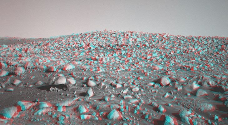 A sea of rocks...in 3D! (1) - Sol 448
Uno degli splendidi lavori del Dr Feltri, da gustare con gli occhialini rossi e verdi e quindi da studiare: nulla (o quasi...) è come sembra.
Parole chiave: Mars rocks, sand and debris - Highly Controversial image - 3D