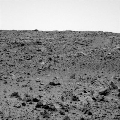 Horizon (1) - Sol 541
Purtroppo - come è già accaduto e come sta spesso accadendo - anche questa piccola serie di 4 fotogrammi che mostrano l'orizzonte di Husband Hill, in direzione del summit, è di qualità scadente. Sarà un problema di filtri/colore (ormai usurati) o di opacità dell'aria (meno probabile), ma la verità è che i frames in arrivo da Spirit e che riprendono dei paesaggi a media distanza dal Rover (e cioè a circa 15/20 mt dalle fotocamere) sono nettamente sfuocati e poco gratificanti per l'occhio. Ciò comunque non significa che quanto essi ci mostrano non è interessante o intrigante: Vi basterà dare un'occhiata alle rocce Marziane più vicine (espandendo il frame sino a full-size) per renderVi conto di quello che intendiamo...

Buona passeggiata, dunque!
Parole chiave: Mars rocks, sand and debris