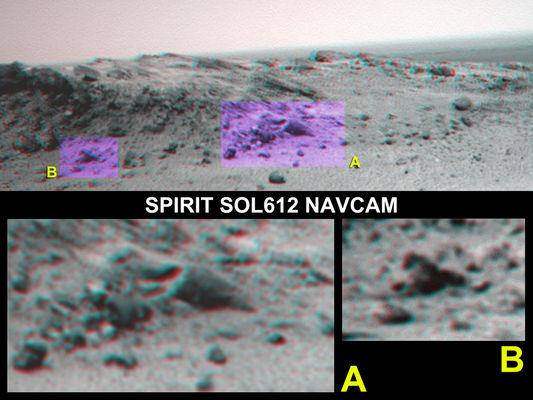 Holes and Synapsis... (3D) - Sol 612
Un frame da guardare, da studiare e poi da usare per cercare di capire che cosa sìano, in realtà, queste "rocce Marziane mutanti"...
Parole chiave: Mars Rocks, Sand and Debris - Very Anomalous Surface Feature