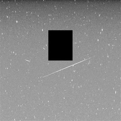A "streak" in the Martian Sky - Sol 643
Una "striscia" di luce decisamente lunga illumina il cielo notturno di Marte: sono appena passate le 22 MLT quando questo interessante fenomeno viene ripreso dalla Left PanCam di Spirit. Voi penserete che si tratta di uno dei 'soliti' raggi cosmici, magari un pò più intenso del solito, ma la realtà, a nostro parere, è che questa traccia appartiene ad un oggetto volante in movimento. Le strisce lasciate dai raggi cosmici - almeno sino ad ora - sono molto più brevi e meno intense (verificate Voi stessi: abbiamo svariati esempi di questo tipo di anomalìa nei nostri archivi). 
In questo caso specifico, invece, la scia che appare nel cielo di Marte è identica a quella che caratterizza i Satelliti Iridium i quali, mentre ruotano su loro stessi, sembrano variare di luminosità ed emettere una sorta di flash (causato dai raggi del Sole che si riflettono sui loro pannelli). Se riuscite a "cogliere il momento" del flash ed a fotografarli, sulla foto che avrete ottenuto ci sarà una traccia IDENTICA a questa. Provate...
Parole chiave: Martian Night-Sky - possible Anomaly