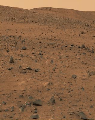 Inner Basin (3) - Sol 672 - 677
Original caption:"Spirit is now significantly farther downhill toward the center of this panorama, en route to Home Plate and other enigmatic soils and outcrop rocks in the quest to uncover the history of Gusev Crater and the Columbia Hills".
Parole chiave: Mars Panorama - Inner Basin