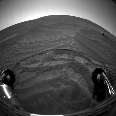 El Dorado (2) - Sol 706
Original caption:"Again the Rover drivers came through, and Spirit successfully drove 38 mt (app.x 125 feet) right into the dunes of El Dorado on Sol 706. 
The Rover got a nice little mound and cut into a dune with the wheel scuff. The Science Team took a look at the scuff and decided it was in fact good enough for the science objectives without a need for trenching, so the Team ended up 3 Soles ahead of the game".
Parole chiave: El Dorado Area