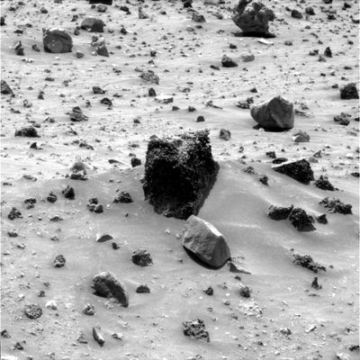Something's "growing" on that rock?!? (1) - Sol 725
Una roccia, come dicemmo in passato, completamente diversa da tutte le altre che la circondano. Simile, per alcuni versi, a quelle che gli acquariofili specializzati in acquari marini chiamano "rocce vive", ci sembra che sulla superficie di questo macigno stia effettivamente crescendo qualcosa. 
O forse si tratta di qualcosa che era, si, cresciuta, ma in un passato ormai remoto e quello che stiamo ammirando adesso è solo un residuo fossile di una (perchè no?) qualche specie di antica vegetazione Marziana.

O forse questo macigno è diverso da tutti gli altri perchè è il frammento di una meteora (una delle tante che "piovono" costantemente sul suolo di Marte...) caduta nella zona di Husband Hill. 

Un frammento di roccia in arrivo dallo Spazio Profondo il quale è stato trovato da Spirit per "pareggiare" i conti con il suo Twin-Rover (ricordate il frammento di meteorite rinvenuto nei paraggi dell'Heat Shield, in area Meridiani, e fotografato "n" volte da Opportunity?).

Qual'è l'ipotesi più probabile?...

Parole chiave: Mars Rocks, Sand and Debris - Anomalous Surface Feature