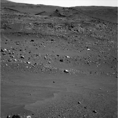 Heading to "Home Plate" (2)
Caption originale:"Left PanCam Non-linearized Full frame EDR acquired on Sol 742 of Spirit's mission to Gusev Crater at approximately 13:59:59 MLT.
Camera commanded to use Filter 7 (432 nm)".
Parole chiave: Anomalous Surface Feature - Home Plate