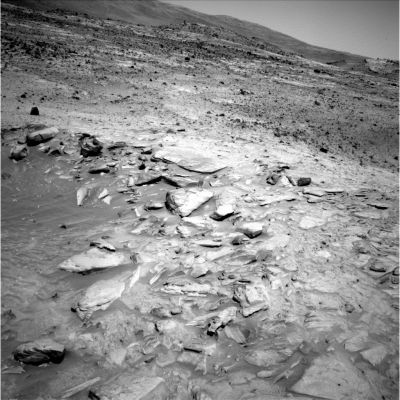 Home Plate (1) - Sol 759
In a race to collect as much scientific data as possible before the onset of Martian Winter, Spirit climbed to the top of "Home Plate" and acquired images of the surrounding terrain. Each day, Spirit logs a reduction in the total amount of solar energy collected as the Sun sinks lower on the Planet's Northern Horizon.

The Science Team's objective is to do as much science as possible while concentrating on a drive campaign that will move the Rover to the north-facing slopes of McCool Hill. The team has already begun mapping routes to McCool, where Spirit will attempt to survive a second Martian winter with its solar panels tilted toward the Sun.
Parole chiave: Mars Panorama - Home Plate Area